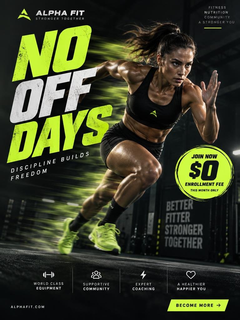 Gym membership ad AI poster example
