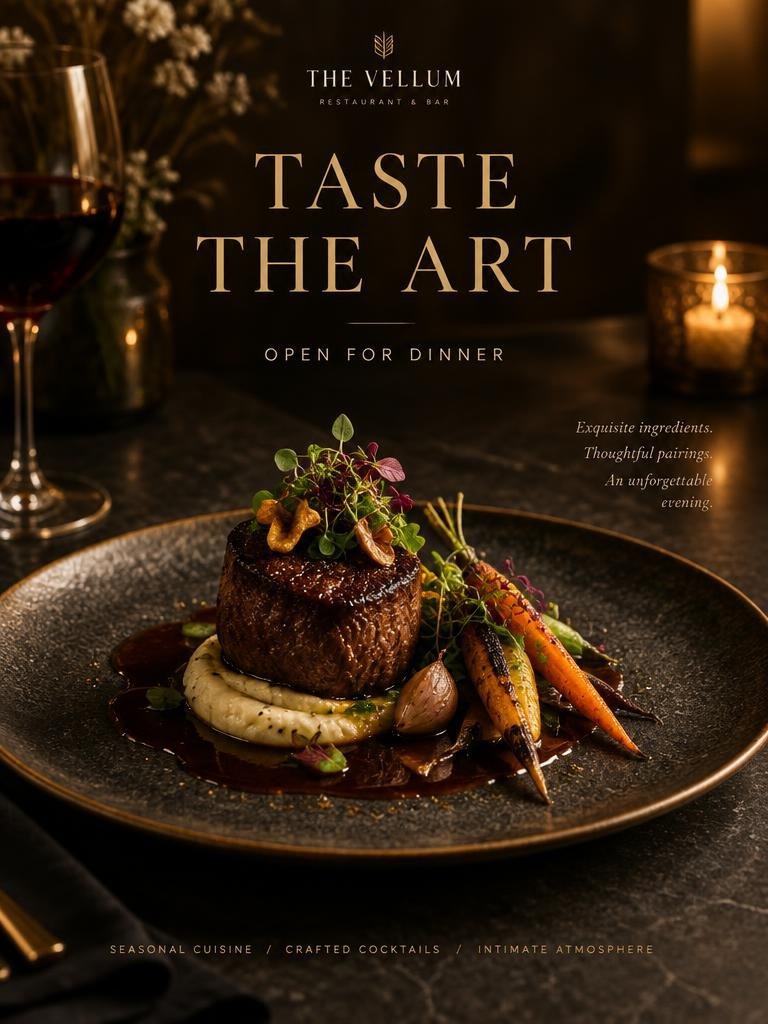 Fine dining poster AI poster example