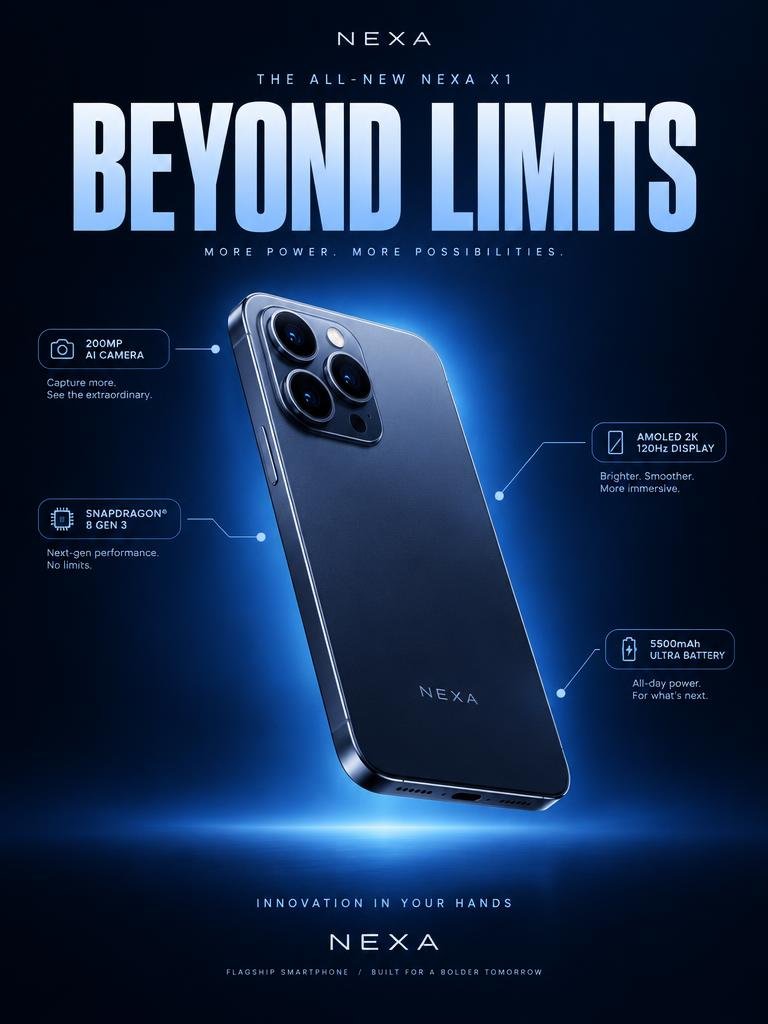 Flagship smartphone poster AI poster example