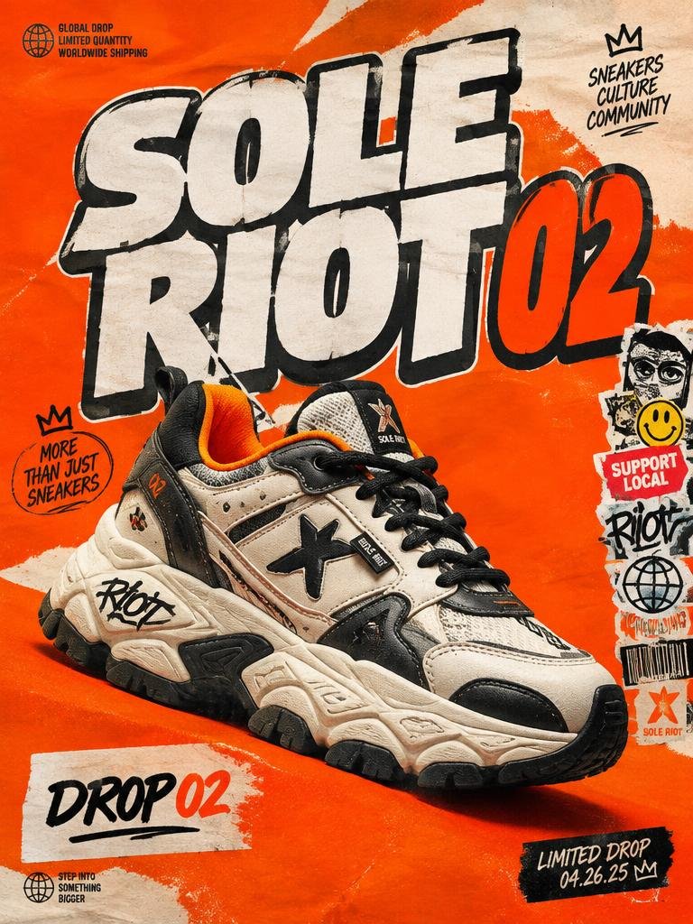Sneaker drop poster AI poster example