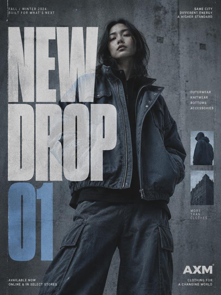 Streetwear campaign AI poster example